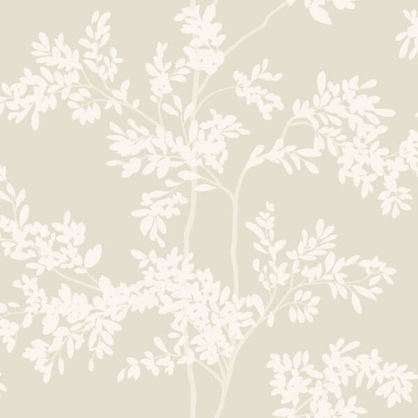 Lunaria Silhouette Light Taupe & White Wallpaper