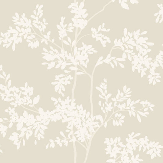 Lunaria Silhouette Light Taupe & White Wallpaper