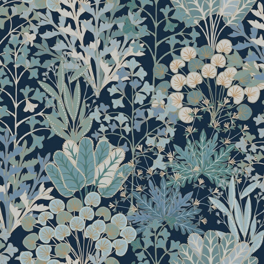 Forest Floor Navy Wallpaper