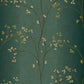 Vertical Blossoms Teal Metallic Wallpaper