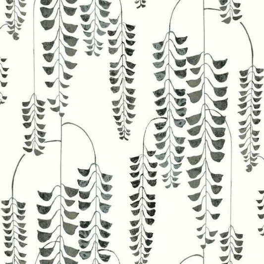 Deco Wisteria Black Metallic Wallpaper