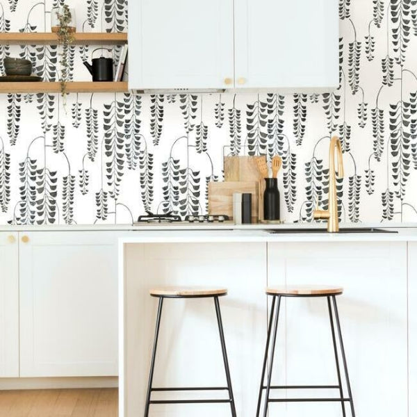 Deco Wisteria Black Metallic Wallpaper