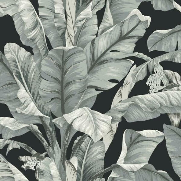 Banana Leaf Black & White Wallpaper