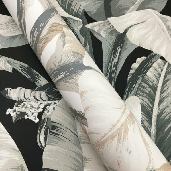 Banana Leaf Black & White Wallpaper