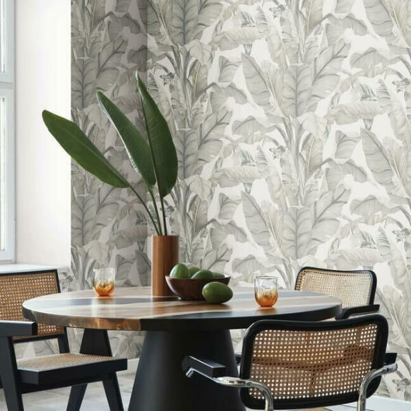 Banana Leaf White & Cream Wallpaper