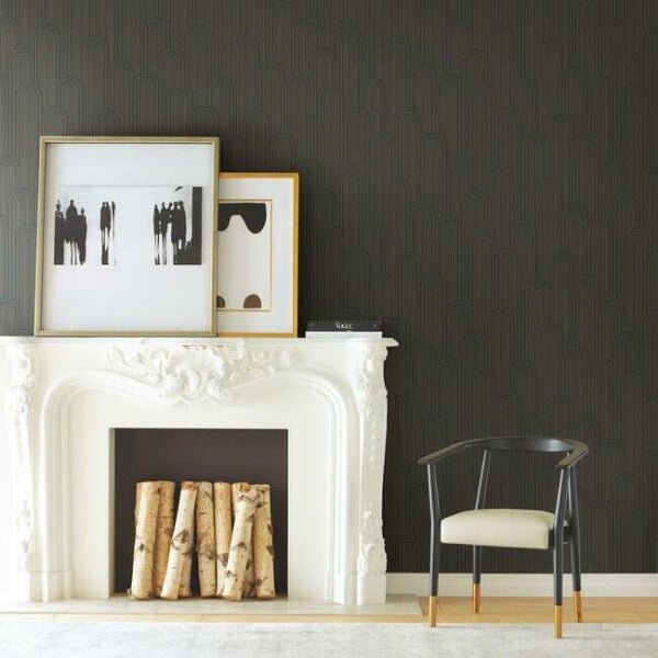 Speakeasy Black Metallic Wallpaper
