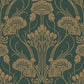 Nouveae Damask Green Wallpaper