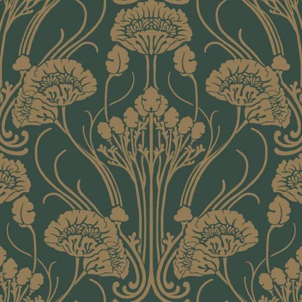 Nouveae Damask Green Wallpaper