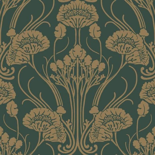 Nouveae Damask Green Wallpaper