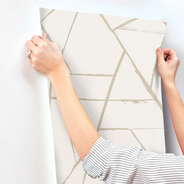 Intersect Beige Metallic Wallpaper