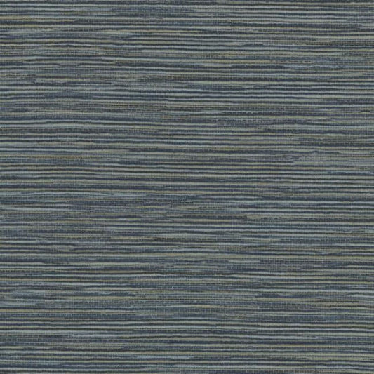 Ramie Weave Grasscloth Dark Blue Metallic Wallpaper