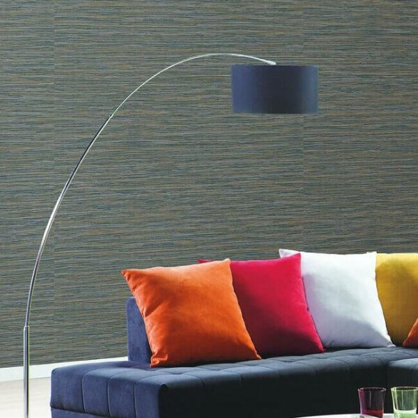 Ramie Weave Grasscloth Dark Blue Metallic Wallpaper