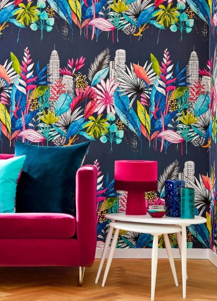 Sierra Indigo Urban Tropic Wallpaper