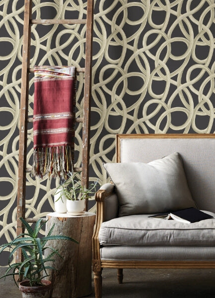 Calix Black Twisted Geo Wallpaper