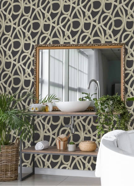 Calix Black Twisted Geo Wallpaper