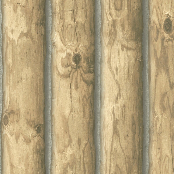 Mountain Logs Light Brown Wallpaper