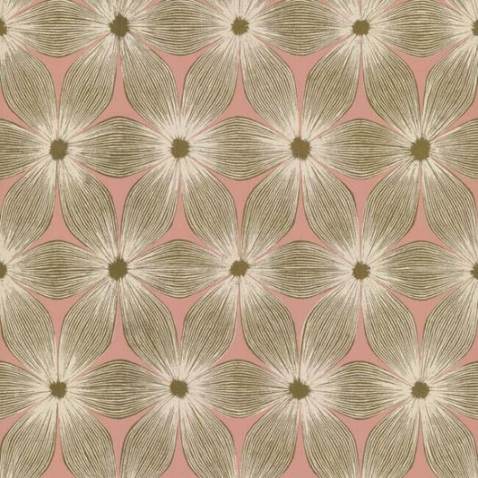 Everlasting Coral & Gold Wallpaper