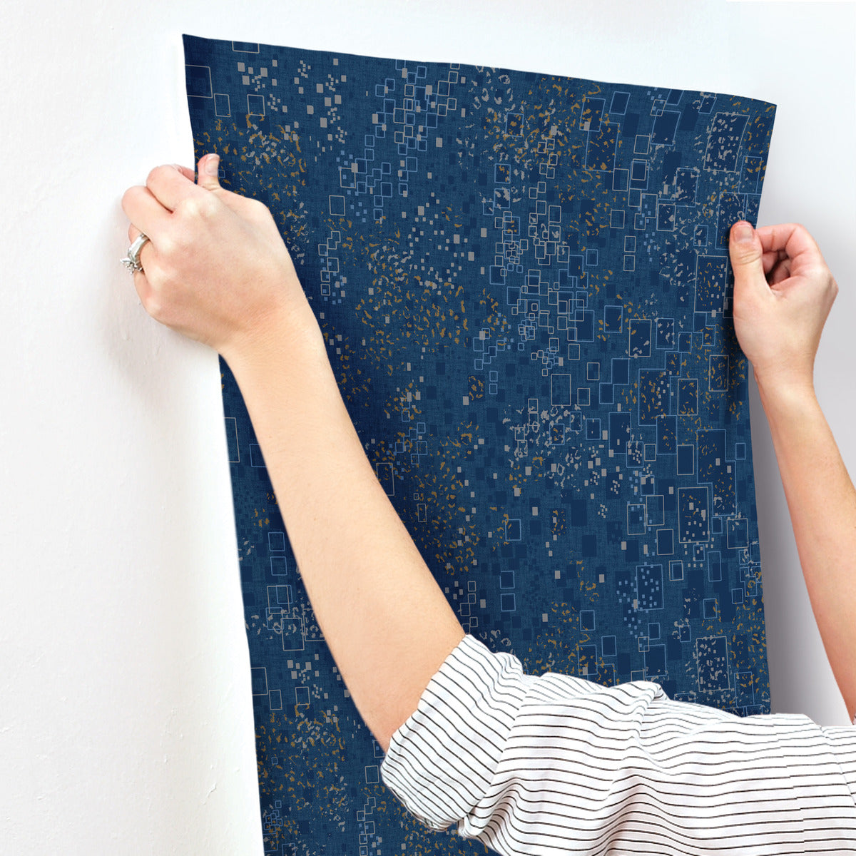 Navy and Gold Gilded Confetti Wallpaper