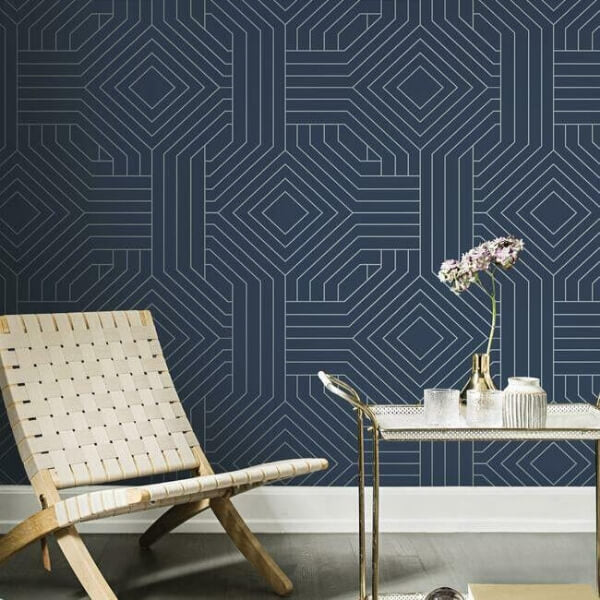 Diverging Diamonds Navy Wallpaper