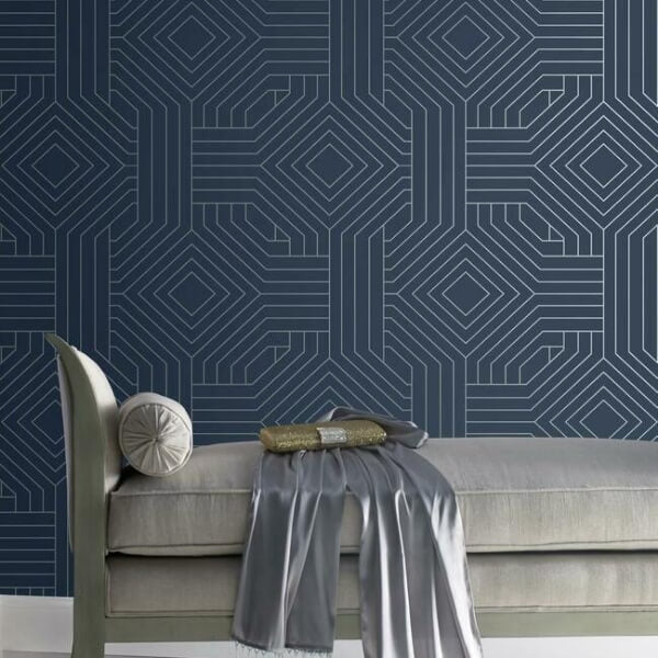 Diverging Diamonds Navy Wallpaper
