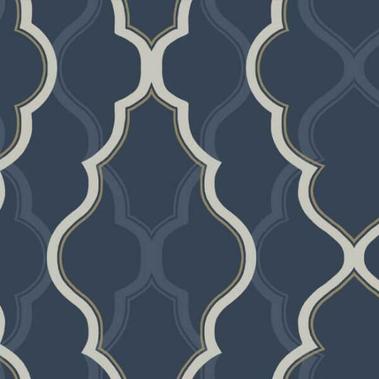 Double Damask Dark Blue Wallpaper