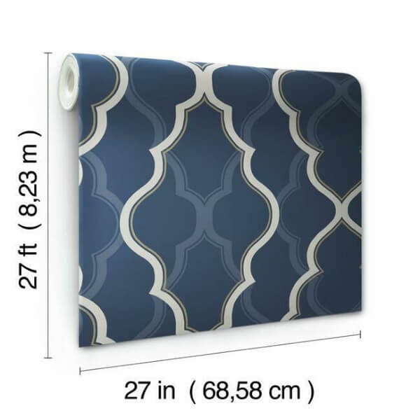 Double Damask Dark Blue Wallpaper