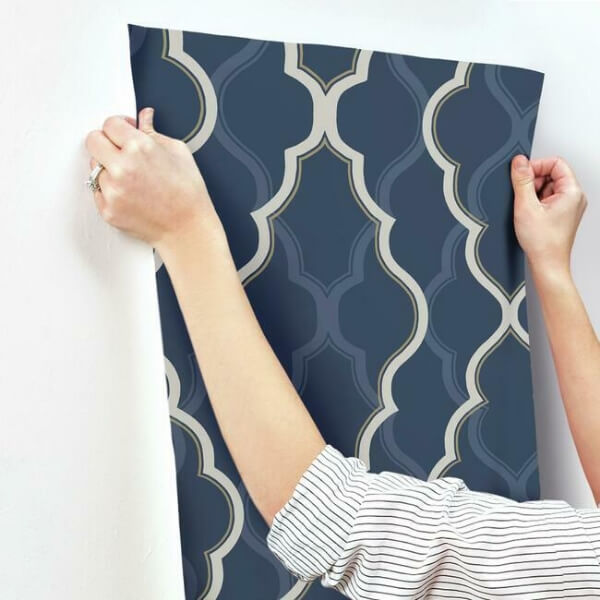 Double Damask Dark Blue Wallpaper
