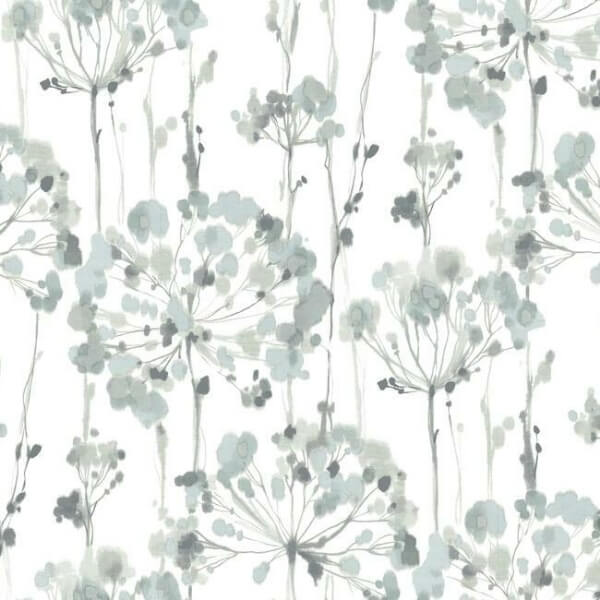 Flourish Blue & Grey Wallpaper