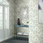 Flourish Blue & Grey Wallpaper