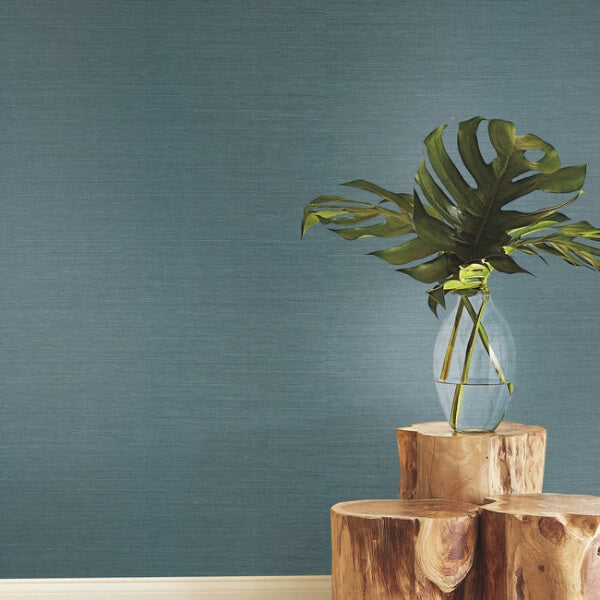 Sisal Twill Grasscloth Teal Wallpaper