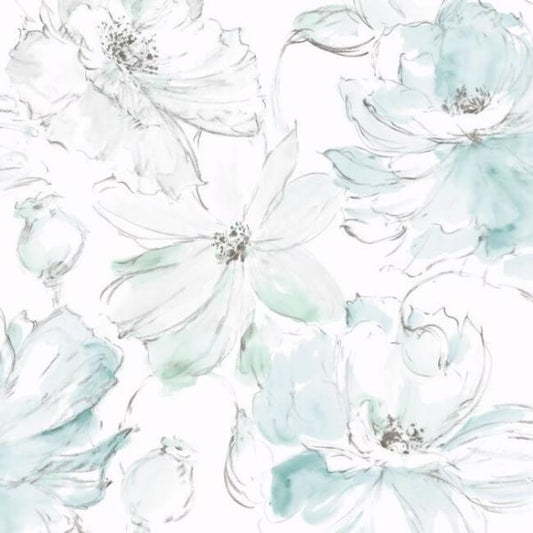 Floral Dreams Blue & Green Wallpaper