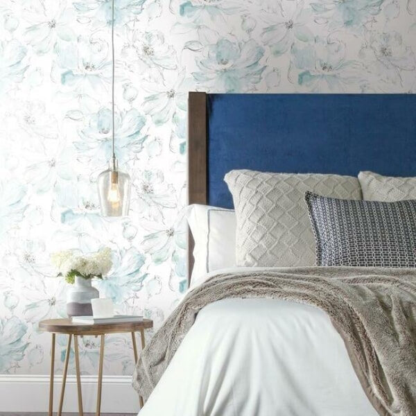 Floral Dreams Blue & Green Wallpaper