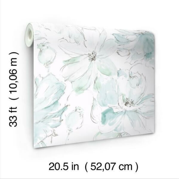 Floral Dreams Blue & Green Wallpaper