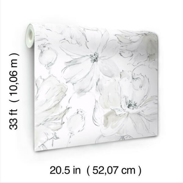 Floral Dreams Grey Wallpaper