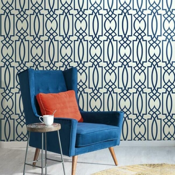 Large Lattice Blue Wallpaper