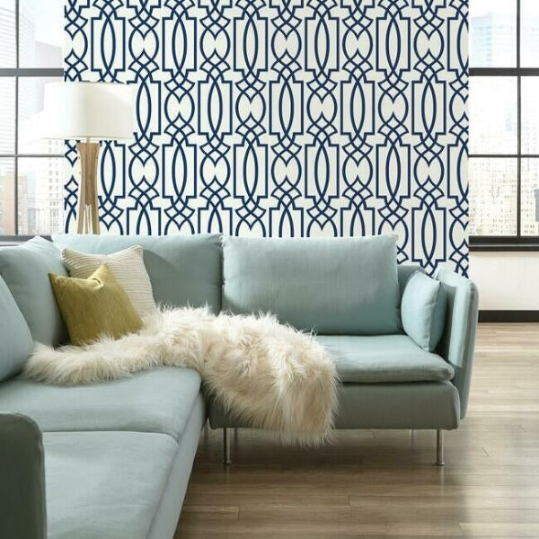 Large Lattice Blue Wallpaper