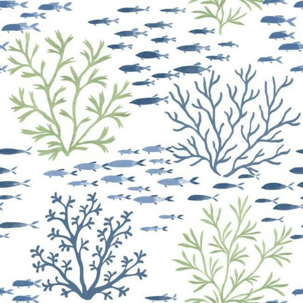 Marine Garden Green & Blue Wallpaper
