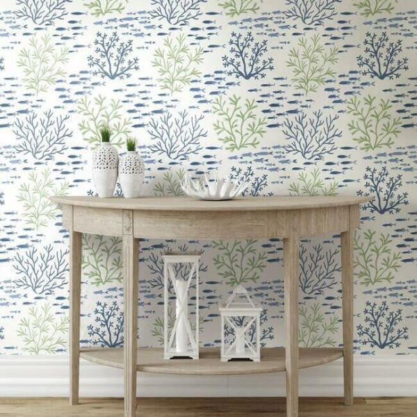 Marine Garden Green & Blue Wallpaper