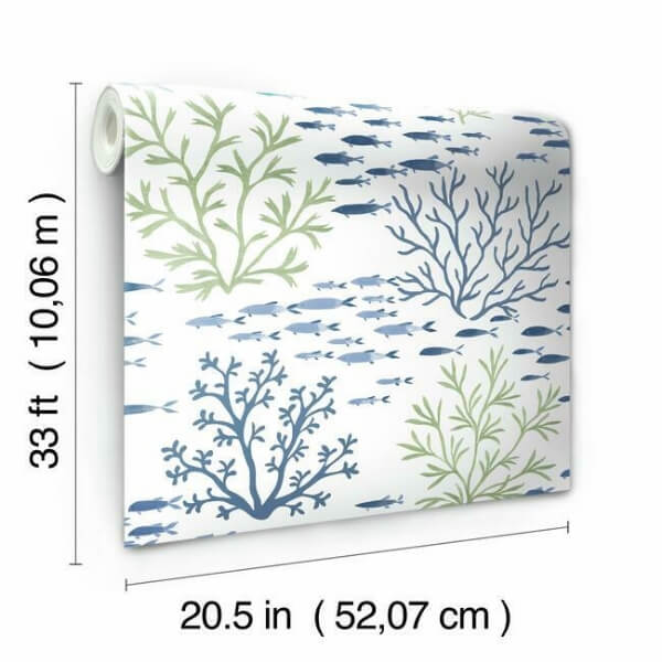 Marine Garden Green & Blue Wallpaper