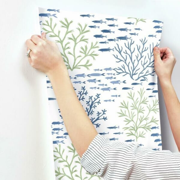 Marine Garden Green & Blue Wallpaper