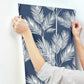 King Palm Silhouette Navy Wallpaper