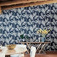 King Palm Silhouette Navy Wallpaper