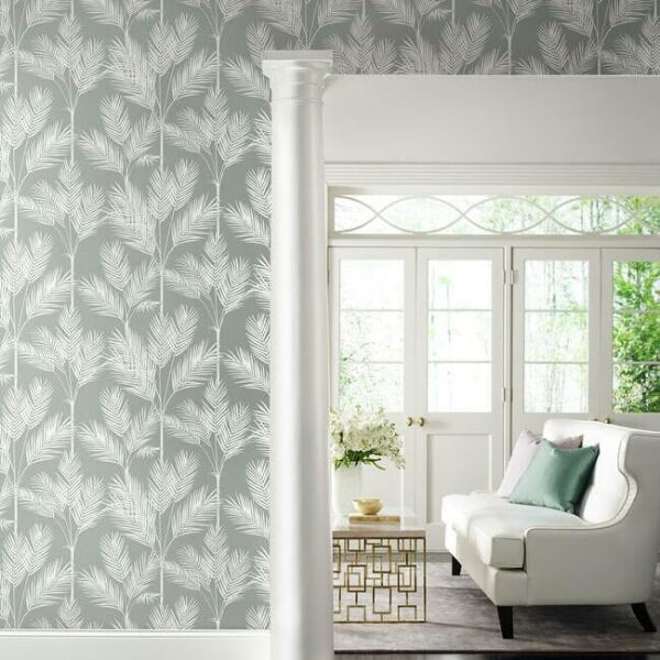 King Palm Silhouette Grey Wallpaper