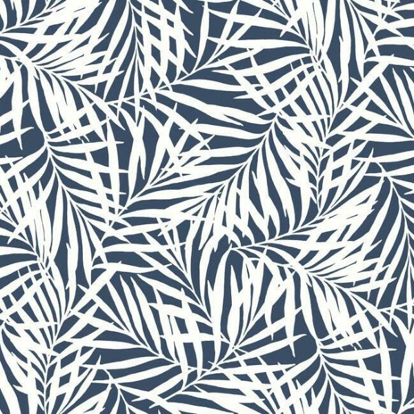 Oahu Fronds Navy & White Wallpaper