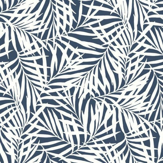 Oahu Fronds Navy & White Wallpaper