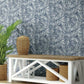 Oahu Fronds Navy & White Wallpaper