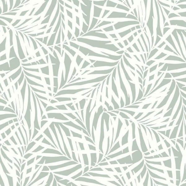 Oahu Fronds Light Green & White Wallpaper