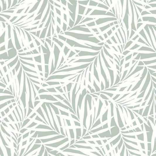 Oahu Fronds Light Green & White Wallpaper