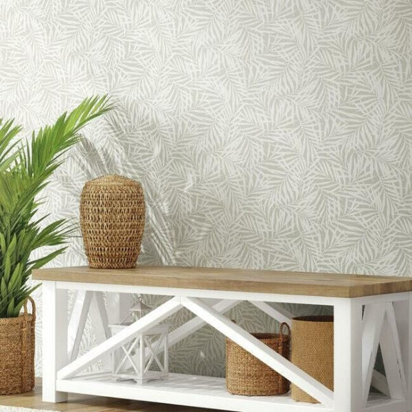 Oahu Fronds Cream & Off White Wallpaper
