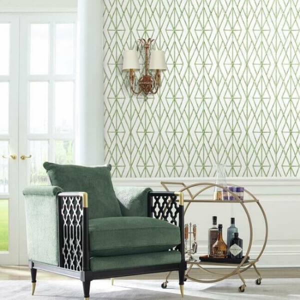 Riviera Bamboo Trellis Green Wallpaper
